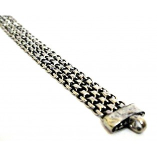 Silver Oxidized Chain Bracelet Wristlet Wristband Cuff Fashion Novelty 7 inches